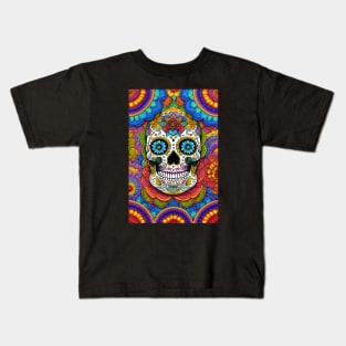 Sugar Skull Art: A Vibrant Celebration of Life and Death Kids T-Shirt